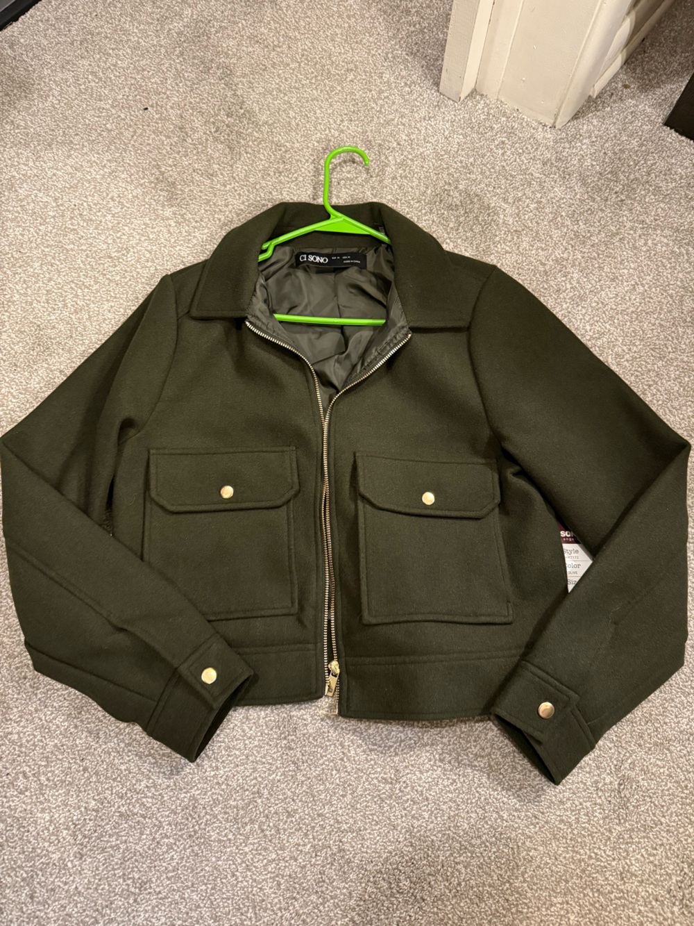 Women’s Green Cropped Bomber Jacket - Medium